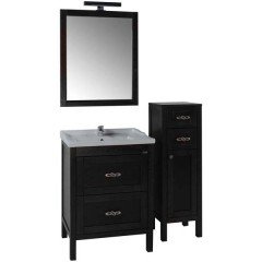 Тумба с раковиной ASB-Woodline Римини 60 чёрный массив ясеня