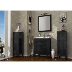 Тумба с раковиной ASB-Woodline Римини 60 чёрный массив ясеня
