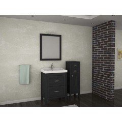 Тумба с раковиной ASB-Woodline Римини 60 чёрный массив ясеня