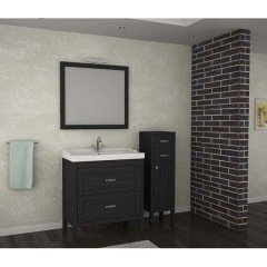 Зеркало ASB-Woodline Римини 80 чёрный массив ясеня