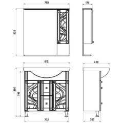 Тумба с раковиной ASB-Mebel Альфа кристалл 80