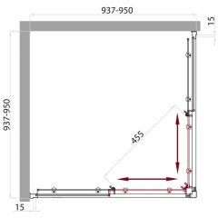 Душевой угол BelBagno Uno UNO-A-2-95-P-Cr