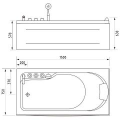 Ванна акриловая Gemy G9006 1,5 B L