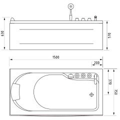 Ванна акриловая Gemy G9006 1,5 B R