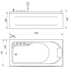 Ванна акриловая Gemy G9006 1,7 B L