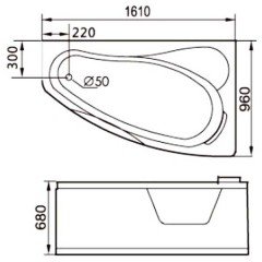 Ванна акриловая Gemy G9046 K R