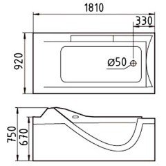 Ванна акриловая Gemy G9055 K R