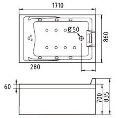 Ванна акриловая Gemy G9066 II O R