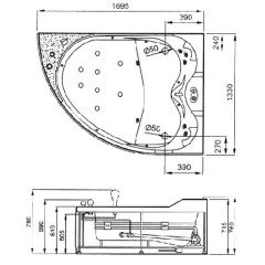 Ванна акриловая Gemy G9086 K R