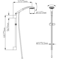 Душевой гарнитур Gllon GL-SA9001CP+R008+H109
