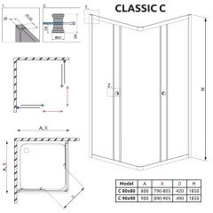 Душевой угол Radaway Classic C 80x80x185 30060-01-06