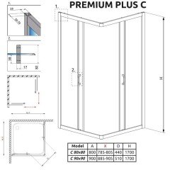 Душевой угол Radaway Premium Plus C 90x90x170 30451-01-01N