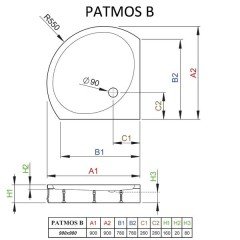 Поддон акриловый Radaway Patmos B 90 4T99155-03