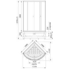 Душевой угол Radomir 100x100 радиальный с высоким поддоном