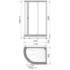 Душевой угол Radomir 120x90 Люкс 180 асимметричный правый