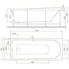 Каркас для ванны Am.Pm Like W80A-170-070W-R