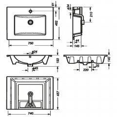 Раковина мебельная Sanita Luxe Quadro 75 QDR75SLWB01