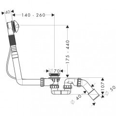 Слив перелив Hansgrohe 58148 полуавтомат