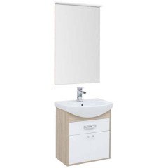 Тумба с раковиной Aquanet Грейс 60 дуб сонома (1 ящик, 2 дверцы) 00198373 + 00182641