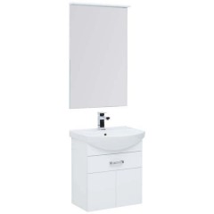 Тумба с раковиной Aquanet Ирис 60 белый (1 ящик, 2 дверцы) 00198381 + 00182641