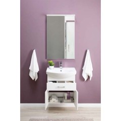 Тумба с раковиной Aquanet Ирис 60 белый (1 ящик, 2 дверцы) 00198381 + 00182641