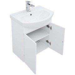 Тумба с раковиной Aquanet Ирис 60 белый (2 дверцы) 00198380 + 00182641