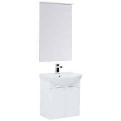 Тумба с раковиной Aquanet Ирис 60 белый (2 дверцы) 00198380 + 00182641