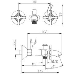 Смеситель для ванны Lemark Duetto LM5712C