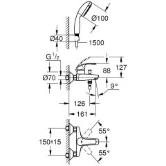 Смеситель для ванны Grohe Eurosmart New 33302002