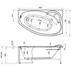 Ванна акриловая Aquanet Sofia 170x100 R