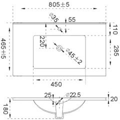 Раковина мебельная Triton 8025C 800