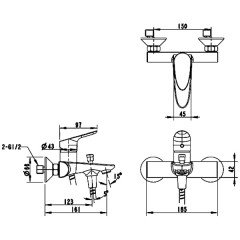 Смеситель для ванны Bravat Drop F64898C-01A