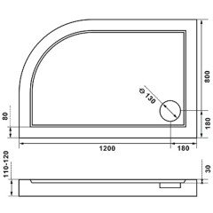 Поддон из литьевого мрамора BAS Селфи 120x80 R (без сифона)