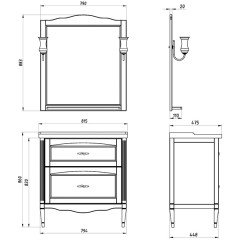 Комплект мебели ASB-Woodline Римини Nuovo 80 орех антикварный массив ясеня