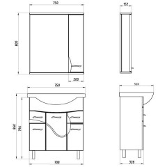 Комплект мебели ASB-Mebel Альфа 75 белый ясень