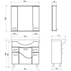 Комплект мебели ASB-Mebel Альфа 87 белый ясень