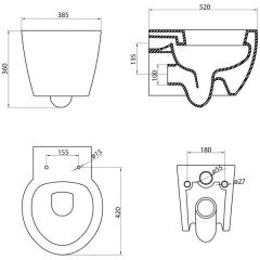Унитаз подвесной BelBagno Sabrina BB122CH+BB122SC