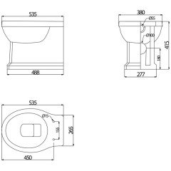 Унитаз приставной BelBagno Trevi BB135CBL+BB135SCM-CRM