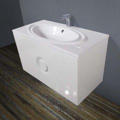 Тумба с раковиной BelBagno Onda 100 bianco/nero lucido