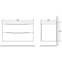 Тумба под раковину BelBagno Marino 90 nero lucido MARINO-900-2C-SO-NL-P