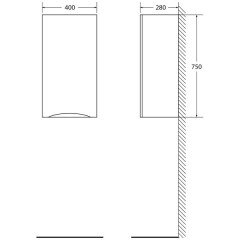 Шкаф подвесной BelBagno Fly-Marino 40 bianco lucido FLY-MARINO-750-1A-SC-BL-P-L