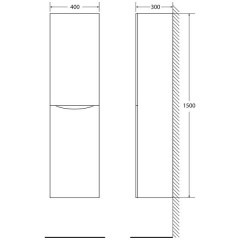 Пенал BelBagno Fly-Marino 40 rovere moro FLY-MARINO-1500-2A-SC-RW-P-L