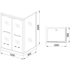 Душевое ограждение Royal Bath RBL2011 1200x900x2000 L
