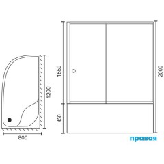 Душевое ограждение Royal Bath RBL3001 1200x800x1550 R