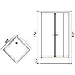 Душевое ограждение Royal Bath RBL3002 800x800x1850