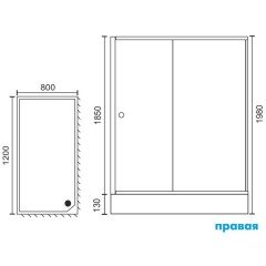Душевое ограждение Royal Bath RBL3002 1200x800x1850 R