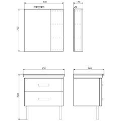 Комплект мебели Comforty Рим 60 серый