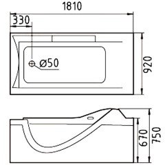 Ванна акриловая Gemy G9055 O L