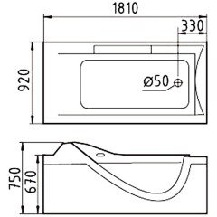 Ванна акриловая Gemy G9055 O R
