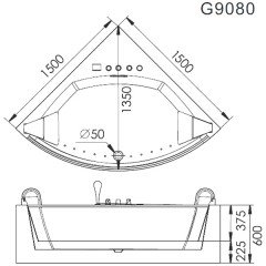 Ванна акриловая Gemy G9080 O